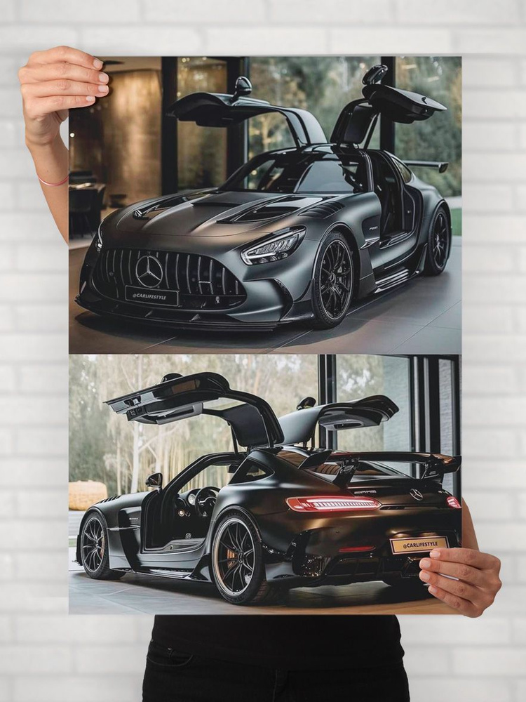 Плакат на стену для интерьера Легенды Авто (Мерседес Бенц AMG GT Блэк Серии - Mercedes Benz AMG GT Black #1