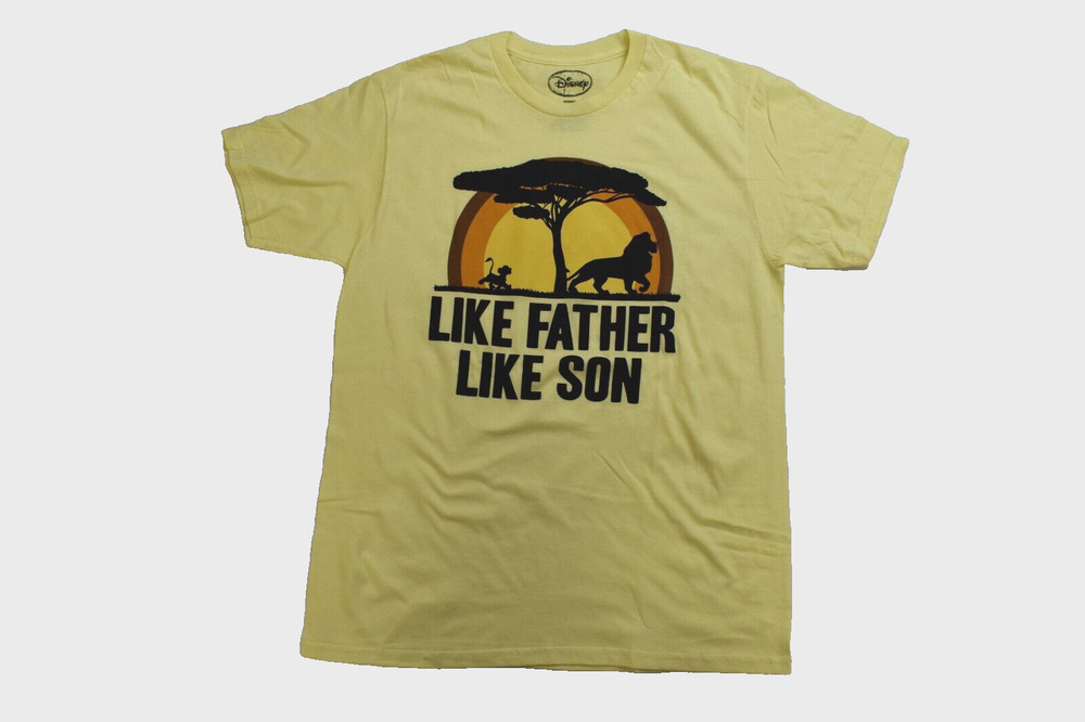 Футболка Disney Mens Lion King Like Father Like Son Mufasa Simba Yellow Shirt New 2XL #1
