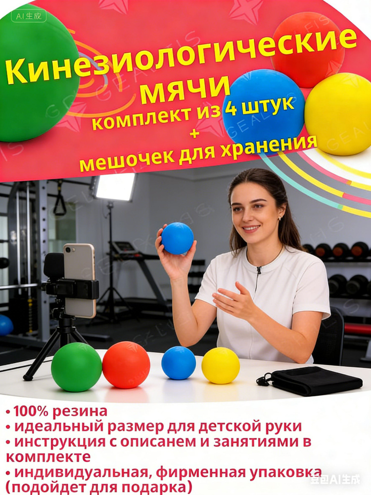 Детские игрушки, набор кинезиологических мячей на 4 персоны #1