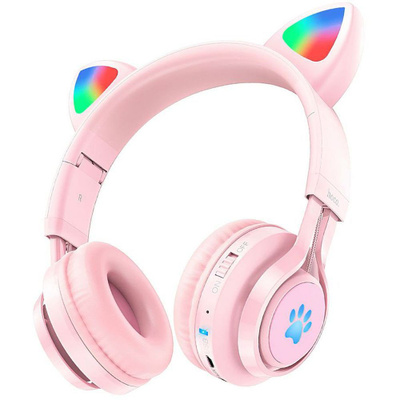 Наушники Bluetooth hoco W27 CAT Ear розовые купить на OZON по