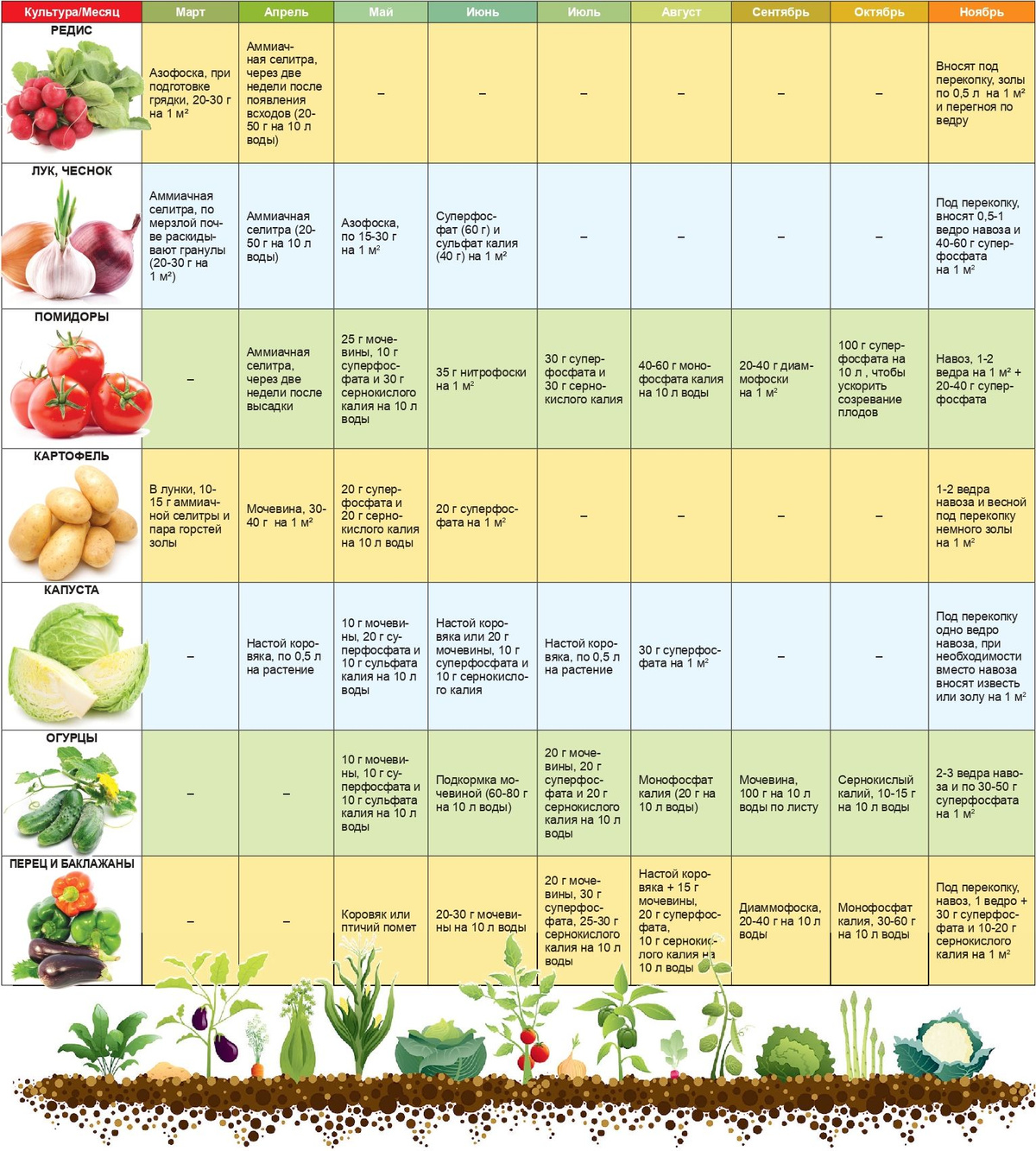 Удобрение содержит полный комплекс веществ, необходимых для полноценного и сбалансированного питания растений