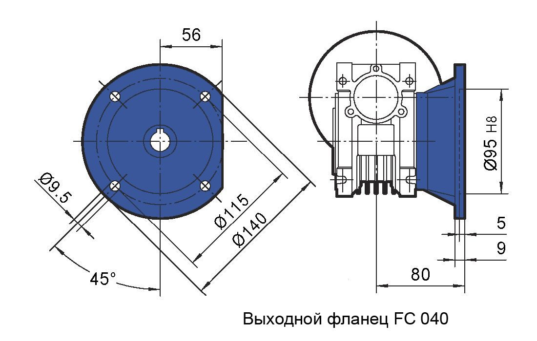 Фланец выходной FC редуктора NMRV 040