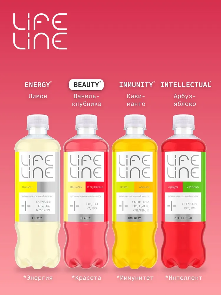 Напиток LifeLine с витаминами, Beauty, клубника и ваниль, без газа, 0,5 л 12 шт, 500 мл, 12 шт, фото 5