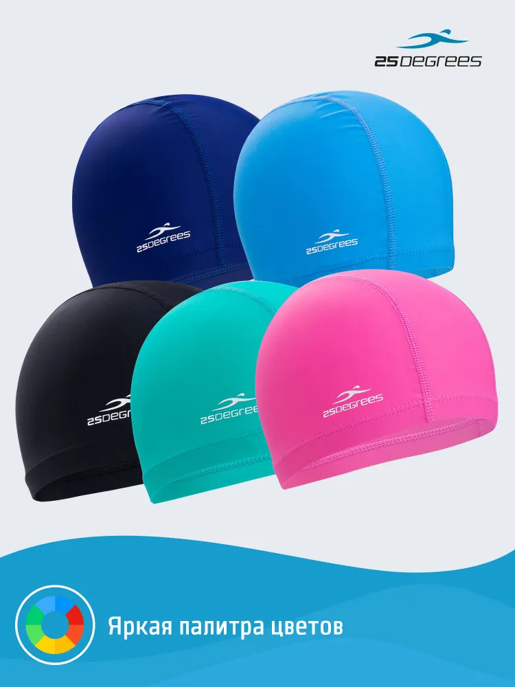 Шапочка для плавания спортивная 25DEGREES Comfo Pink для бассейна и тренировок, тканевая, розовая, черный, фото 6