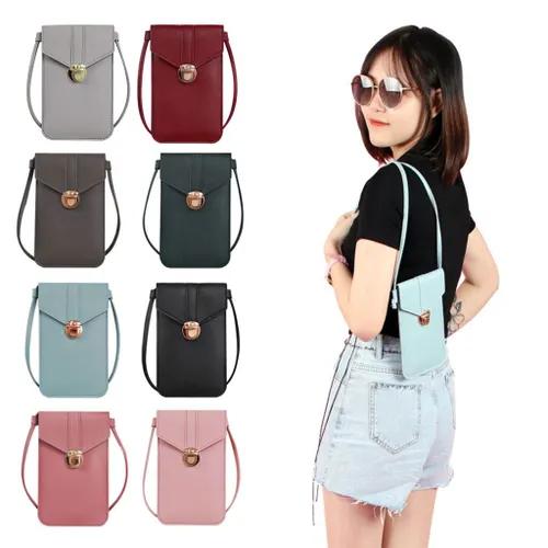 Сумка для мобильного телефона с сенсорным экраном из искусственной кожи-темно-зеленая