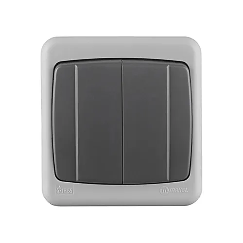 Выключатель MAKEL двухклавишный о/у серый IP55 36064003