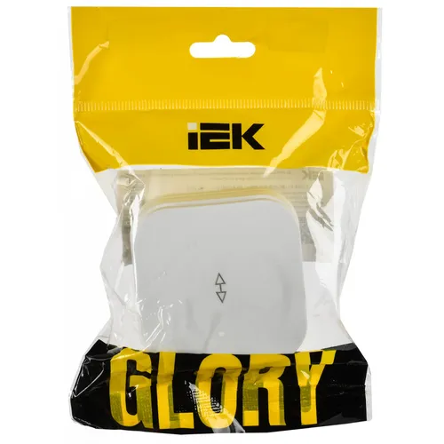 GLORY Выключатель 1-клавишный для открытой установки проходной 10А ВСп10-1-0-ХБм белый матовый, IEK