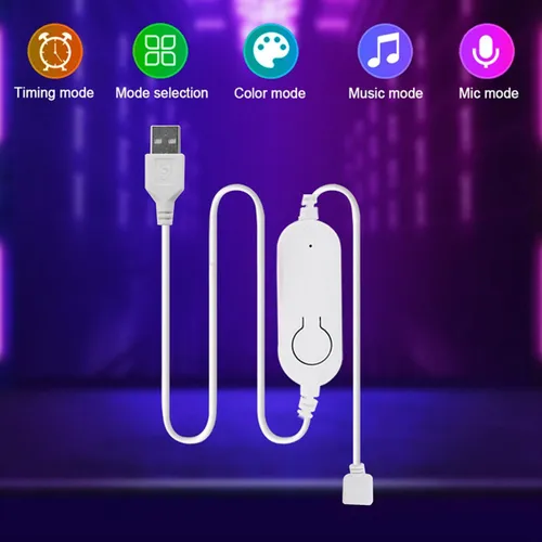 Контроллер светодиодов Tuya RGB WiFi DC5V USB с диммером и таймером (белый)