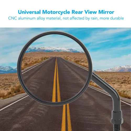 Универсальное зеркало заднего вида 3.4 дюйма, широкий обзор, крепление на руль, для мотоцикла, черно