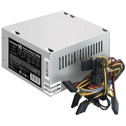 ExeGate EX292144RUS-S Блок питания 600W CP600 (ATX, SC, 8cm fan, 24pin, (4+4)pin, PCI-E, 3xSATA, 2xI