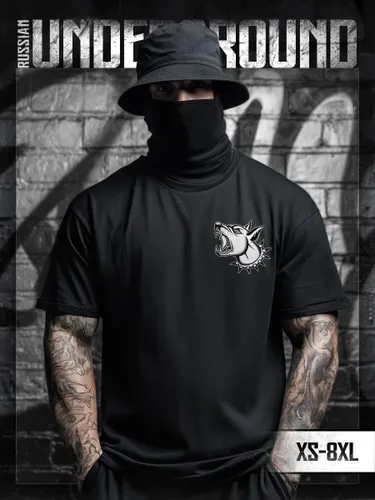 Футболка Russian андеграунд с принтом агресивная собака 02