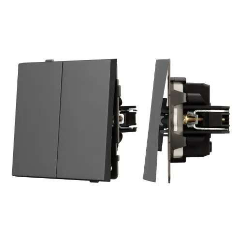 Механизм выключателя двухклавишный непроходной SWT-TENDO-MK02-SFPL-GR (230V, 10A) (Arlight, Матовый