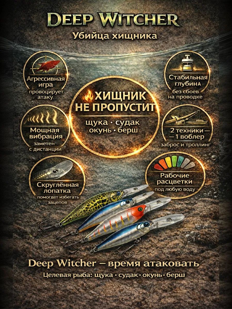 Воблер для троллинга German Deep Witcher 100 мм 31 гр C252