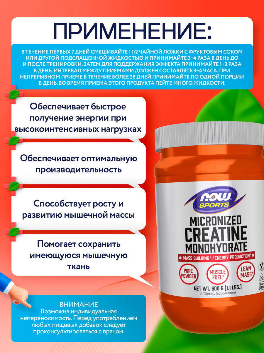 Now, CREATINE MONOHYDRATE MICRONIZED 500 G