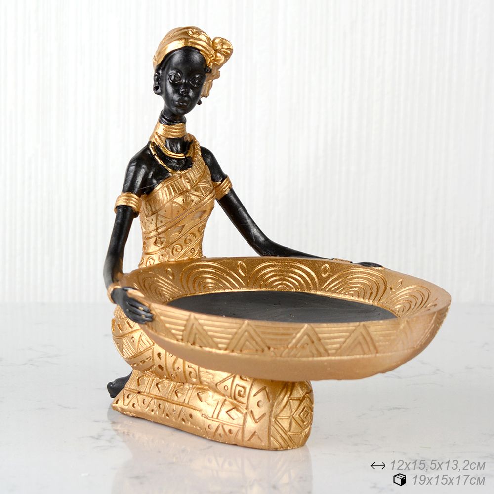 Статуэтка Африканка, полистоун, 12 х 15,5 х 14,2 см