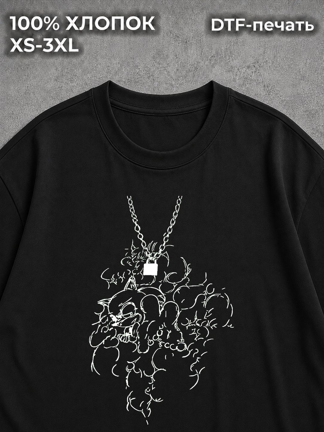 Футболка соник cursed y2k black