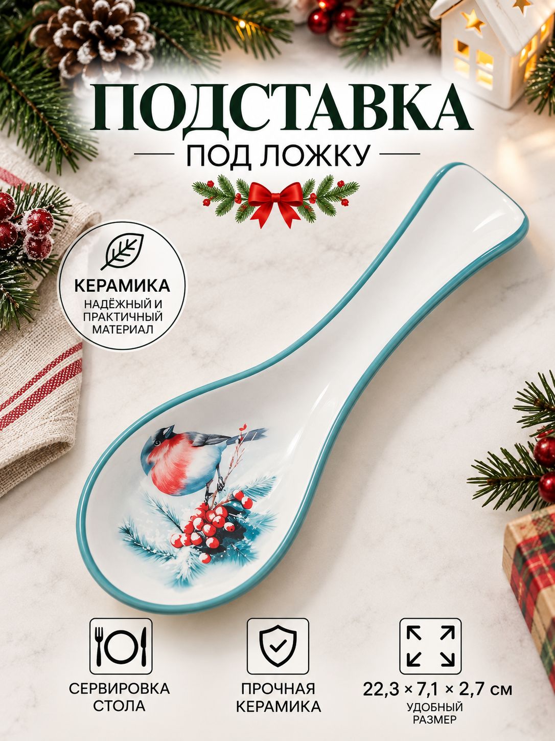 Подставка под ложку подарочная, новогодняя, Доляна