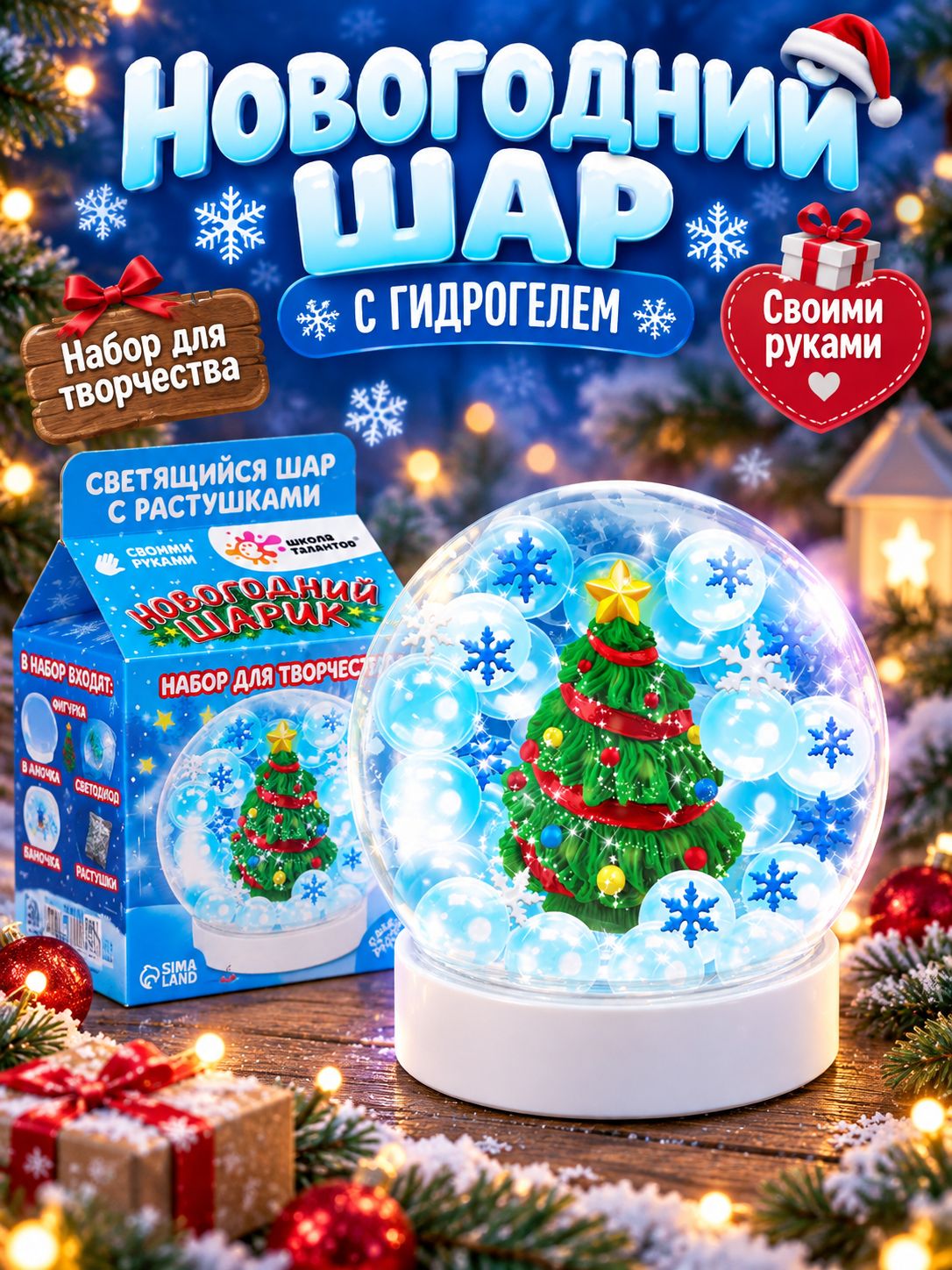 Новогодний набор для творчества, "Ёлочка", шар с орбизами и гидрогелем, новогодние подарки для детей 2027