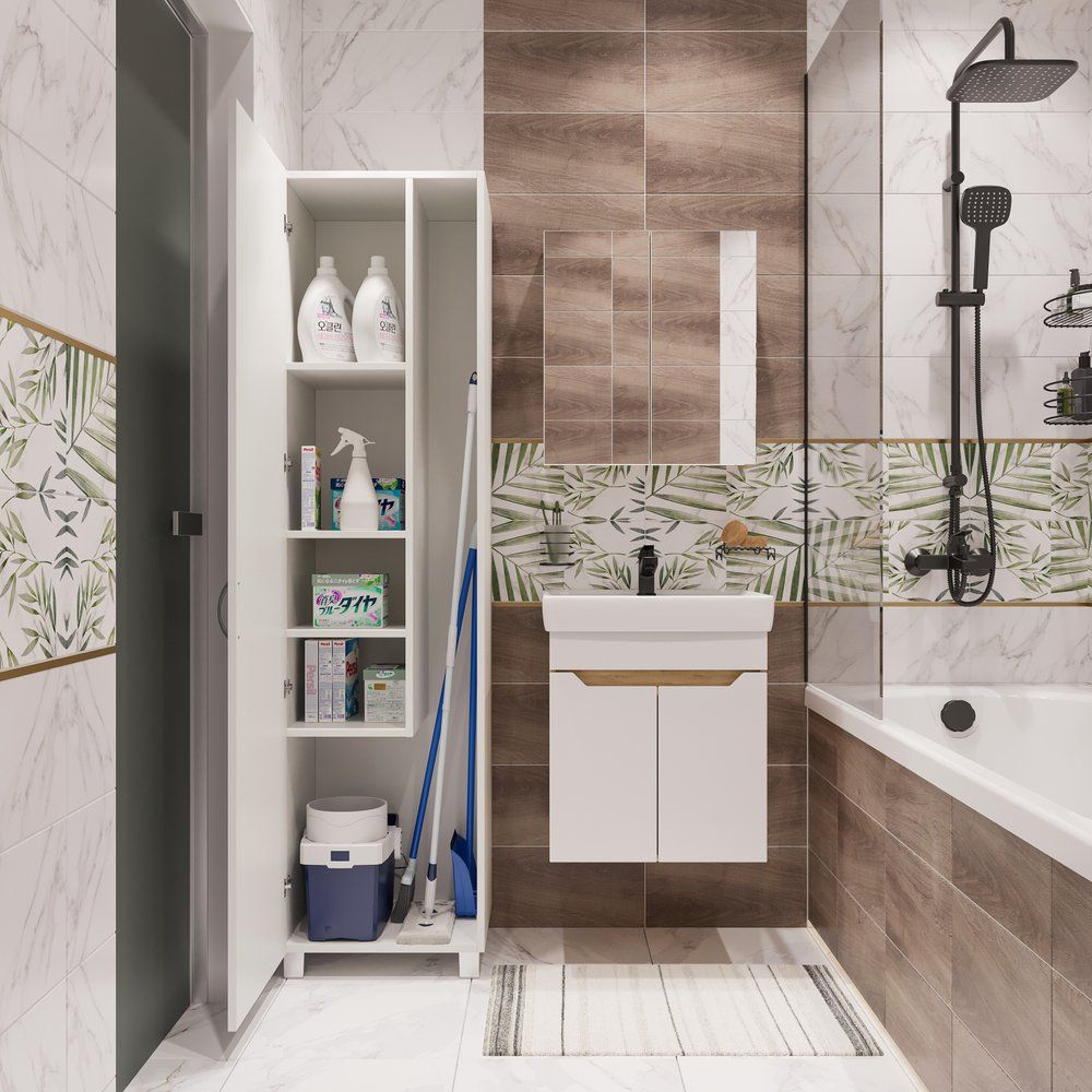 ШкафпеналдляваннойDIWOСуздаль45напольныйдляxранения,45x176x40см,белый