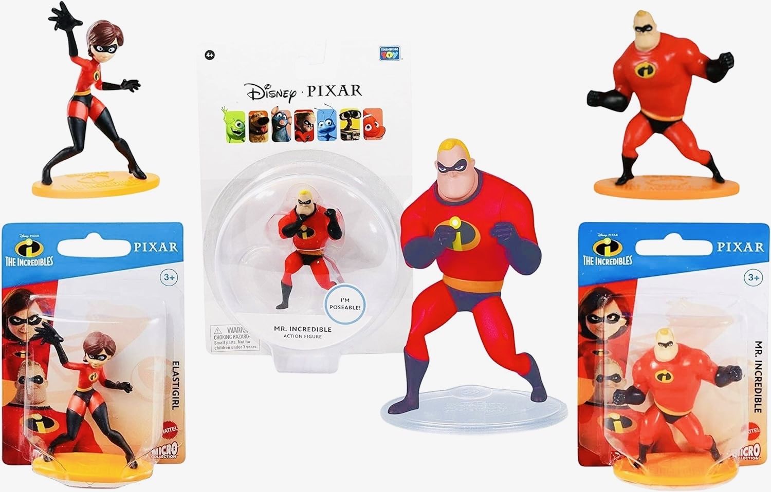 Суперсемейка Disney Pixar 5 см Коллекция 3 микрофигурок Elastigirl & Mr Incredible