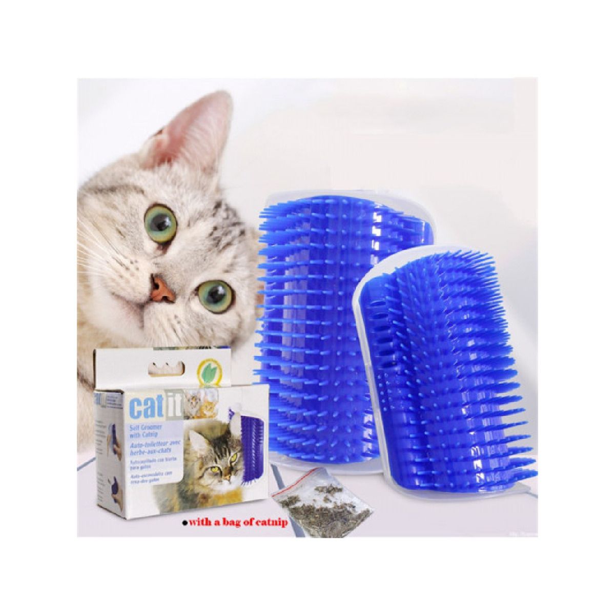 Настенная чесалка, синий / Угловая чесалка массажер / Щетка-чесалка ...