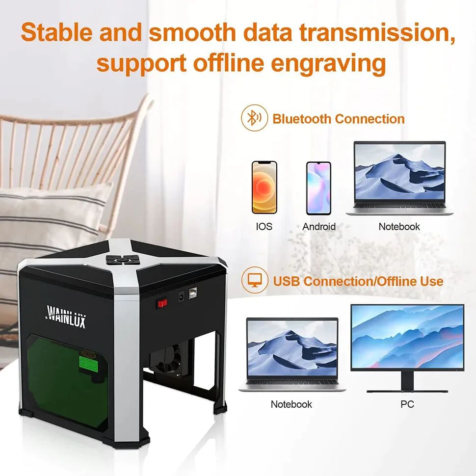 Лазерный гравер Wainlux K6 Pro, 3000 МВт, Bluetooth, мини-ЧПУ, лазерные ...