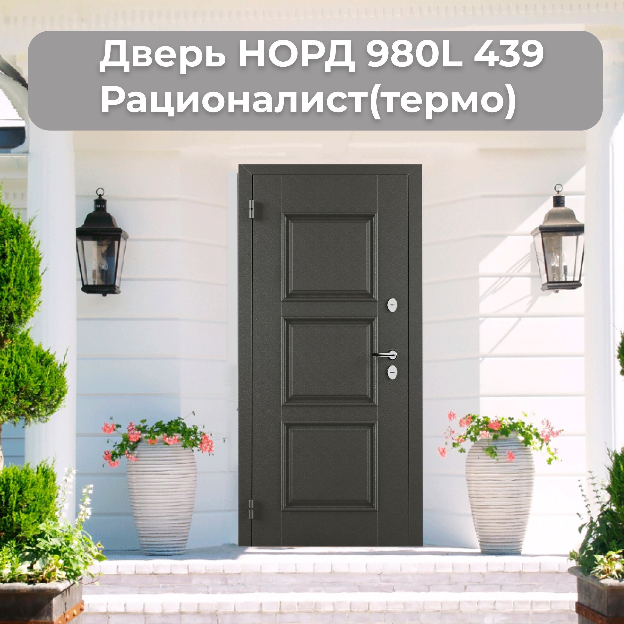 ДверьвходнаяметаллическаяНОРД-2050/980L439Рационалист(КОМПЛЕКТ:коробка,дверноеполотно,наличники,фурнитура)
