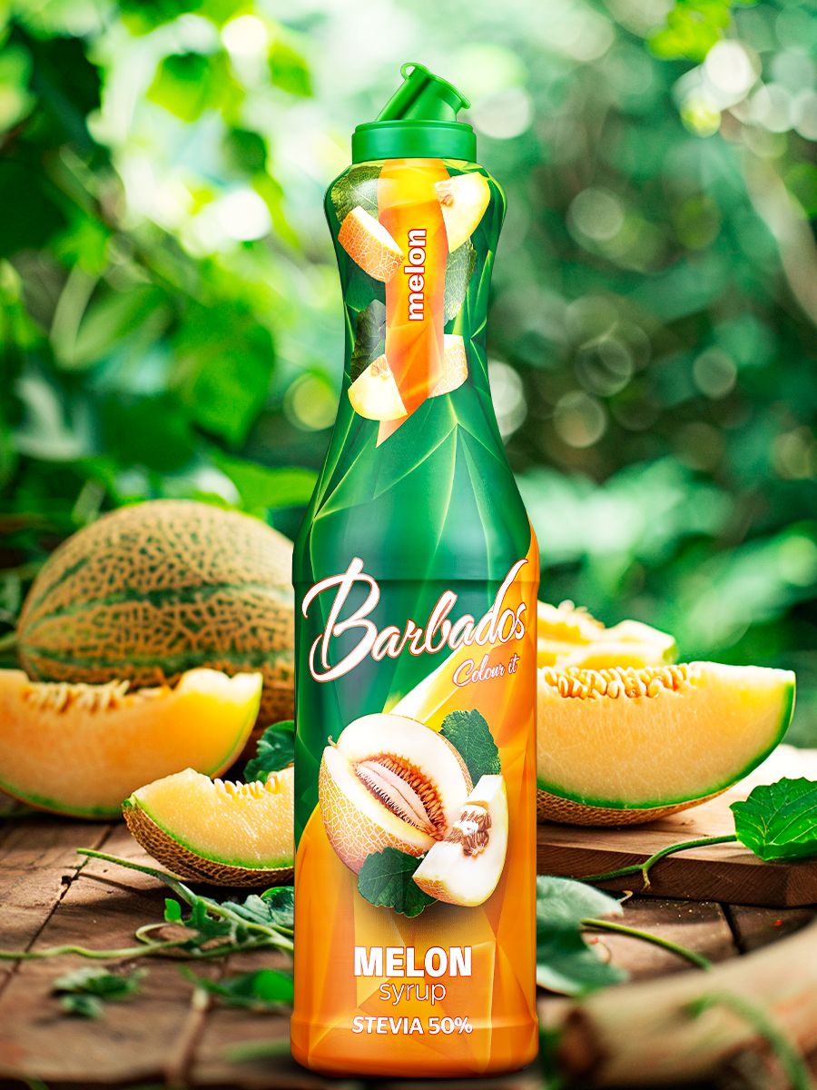 BARBADOSСиропДыня,низкокалорийный,натуральный,длякоктейлейилимонадов,дынныйвкусдлявыпечки