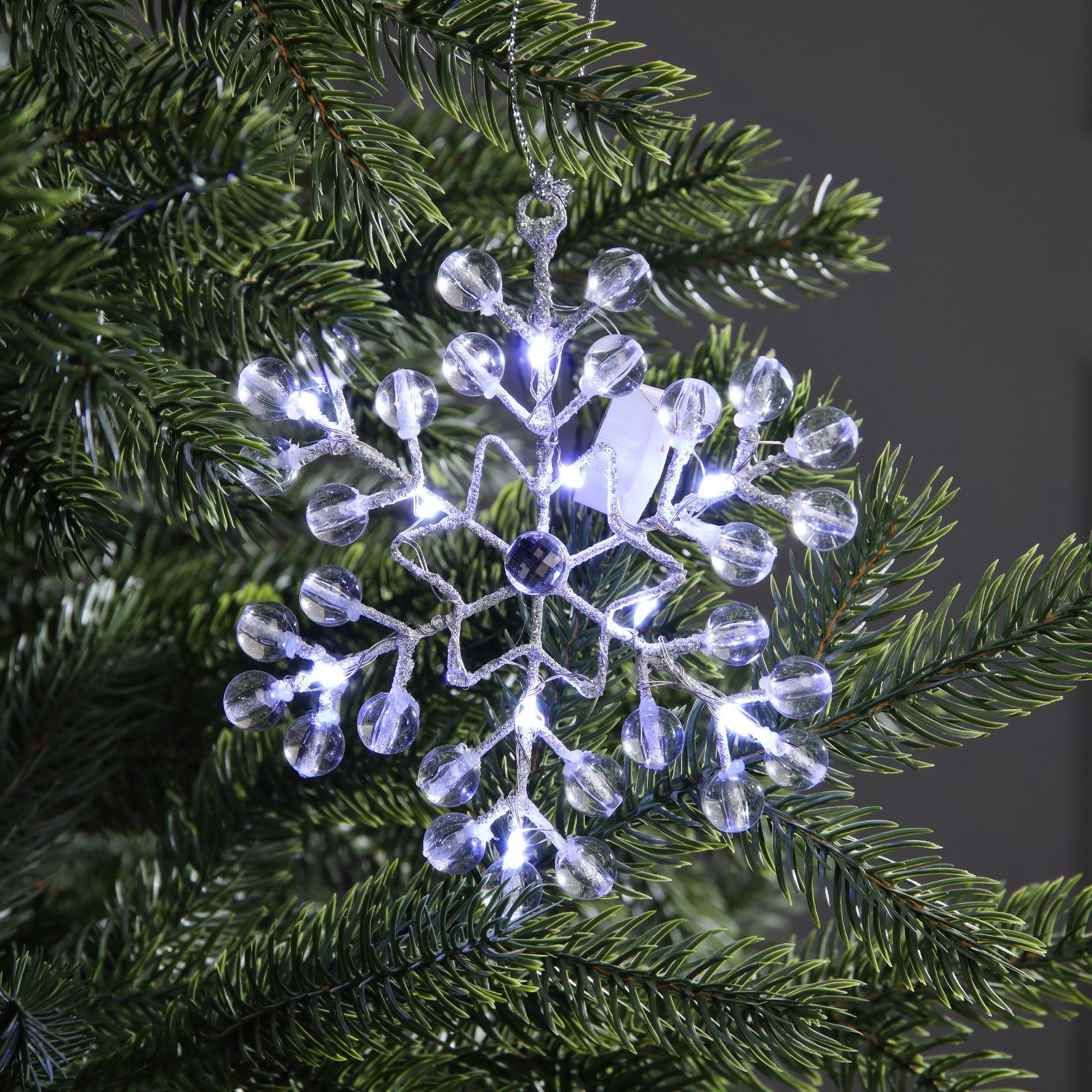 Фигура световая "Снежинка", 14х14х1 см, 10 LED, AG13 (в компл.), БЕЛЫЙ