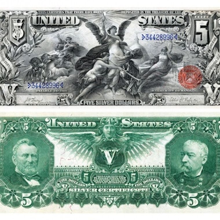 США5долларов1886серебряныйсертификат,копия