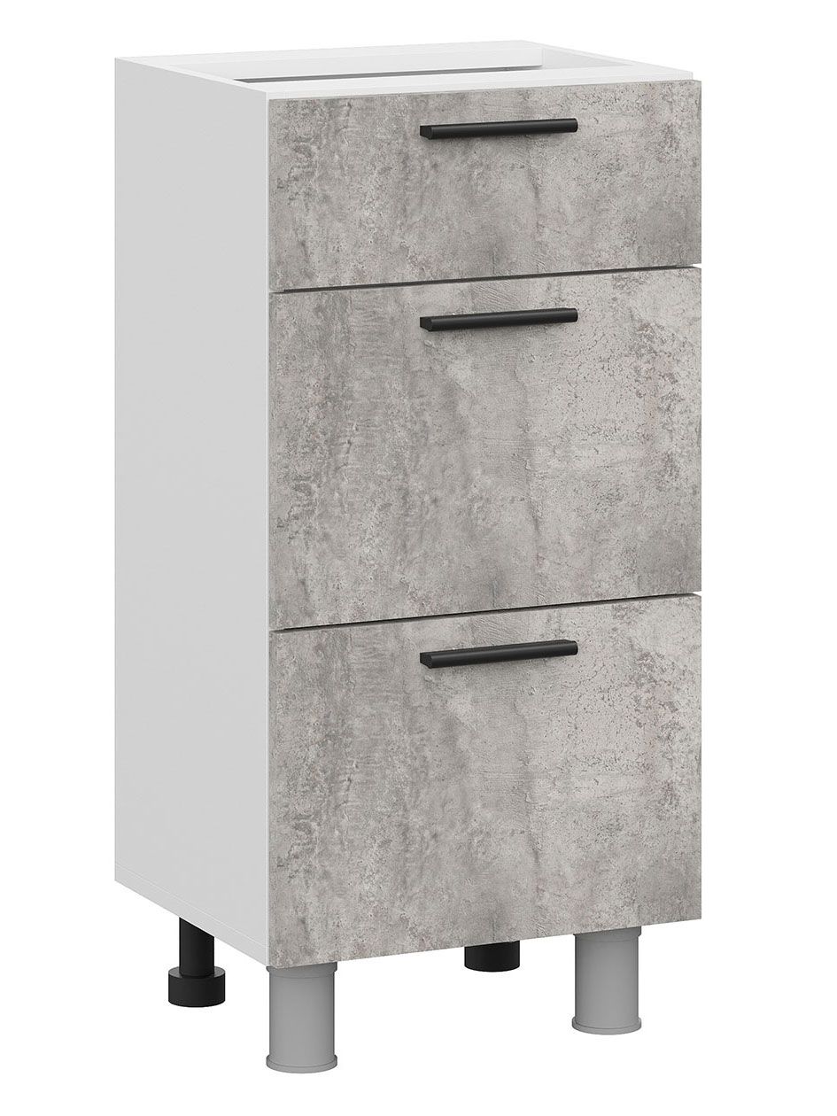 Кухонныймодульнапольный,столузкийУрбансящиками,40х34.6х82.4см,Белый/Цементсветлый