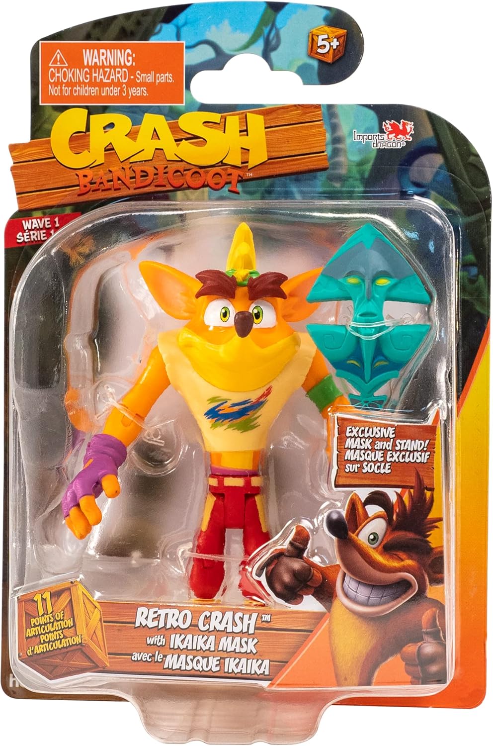 Crash Bandicoot / Крэш Бандикут Фигурка Retro Crash с Маской Ika-Ika (11 см)