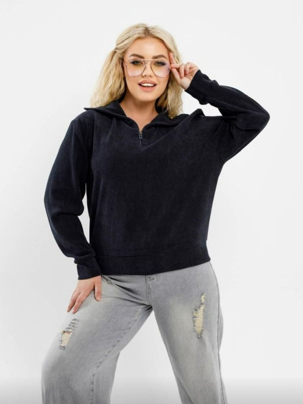 Kumar Set Бомбер Женский Kumar Collection Молния графит, черный графит Трикотаж ...