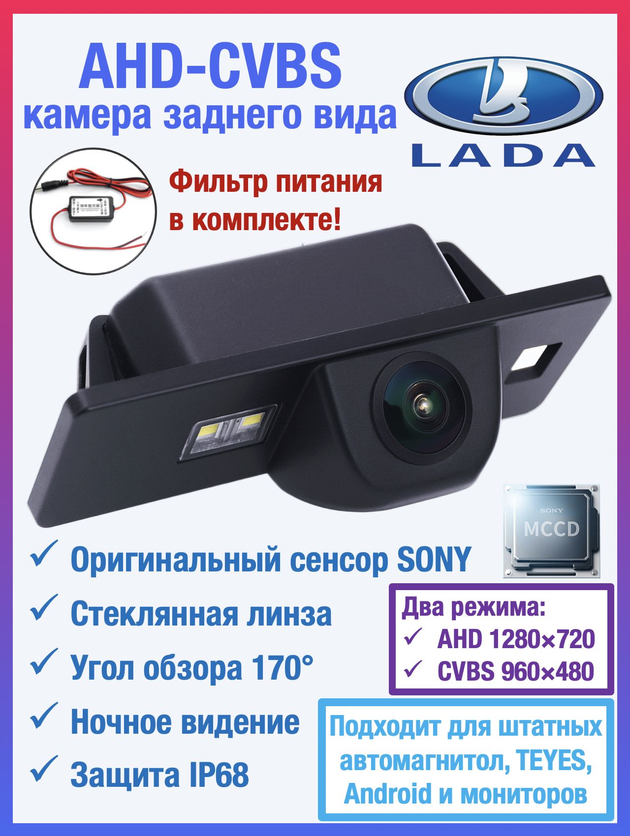 のあ★５台★開封品ですが未使用の新品★HDR360GW 360°リヤカメラ Камера заднего вида для LADA Granta FL Седан/Лифтбек, Vesta 1