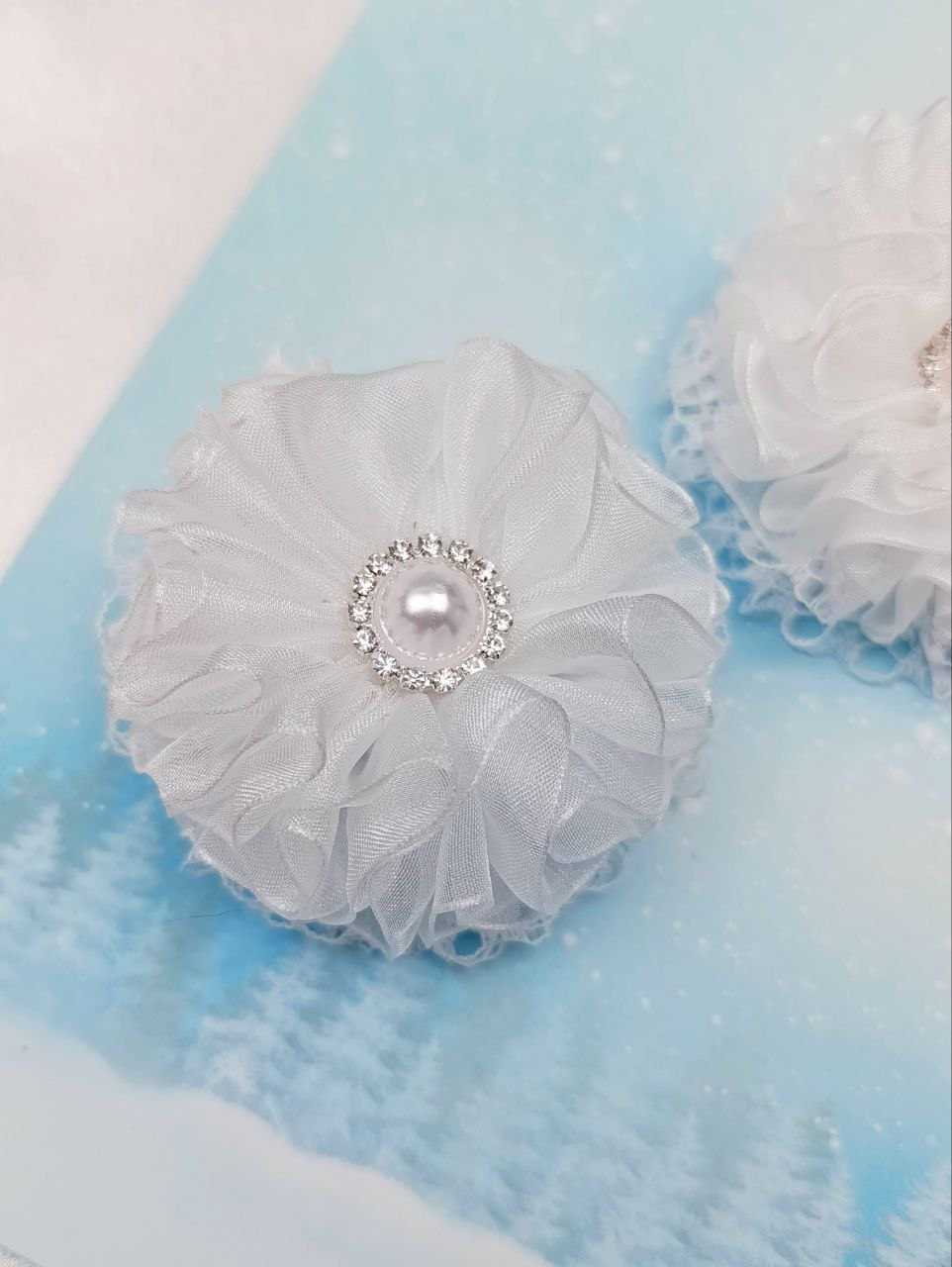 Бантики для волос девочкам белые, пышные, Myfunnybant, 2 шт.