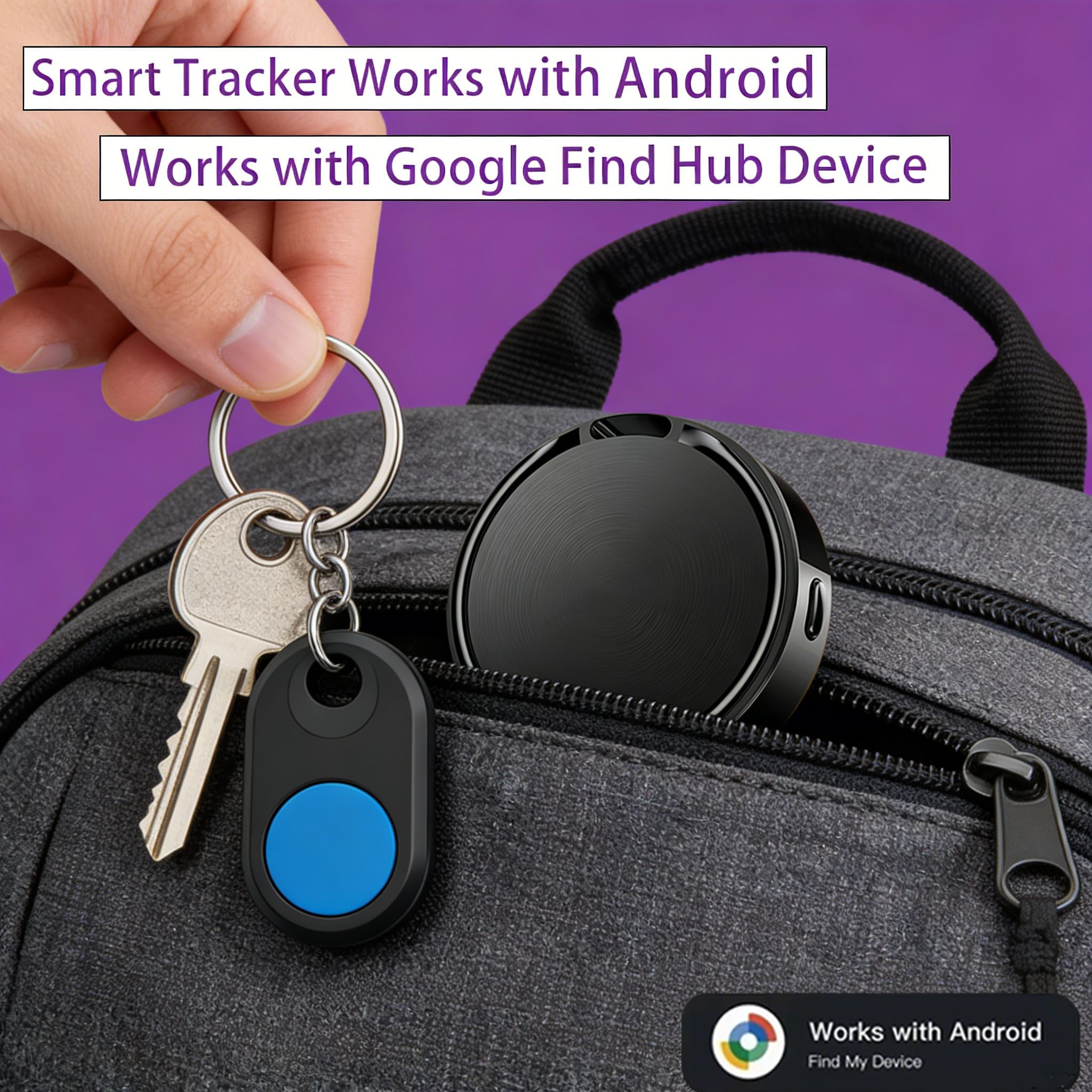 Умныймини-трекердляAndroidсподдержкойGoogleFindHub,антипотерялокатордляключей,кошелькаибагажадомаивпоездках