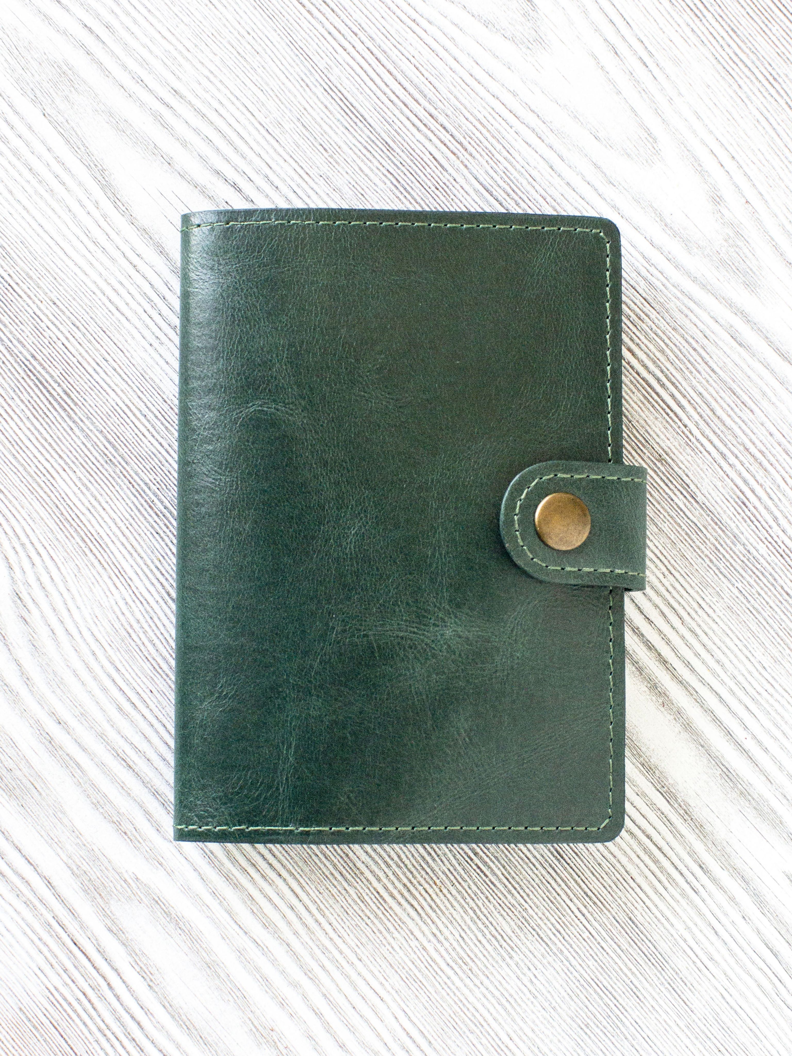 Обложка мужская из натуральной кожи, зеленая, для прав, страховки, стс, ручная работа