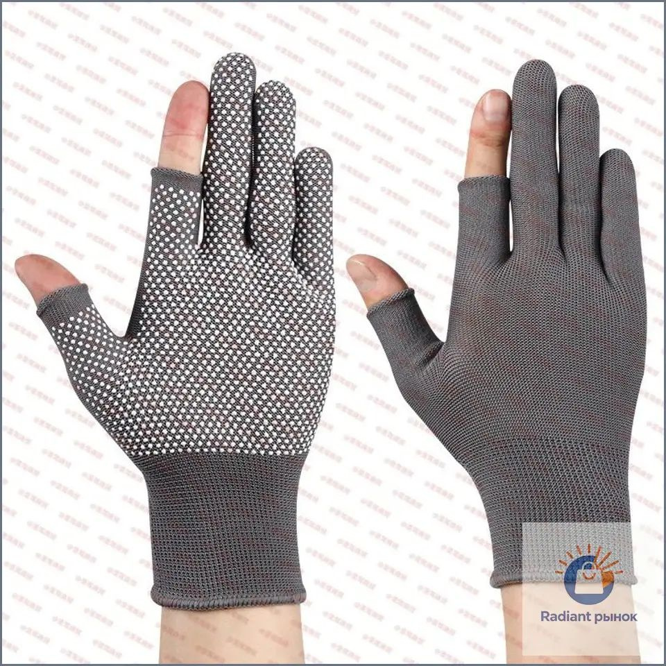 Перчатки для рыбалки dot-gloves-gray-half, 1 пара #1