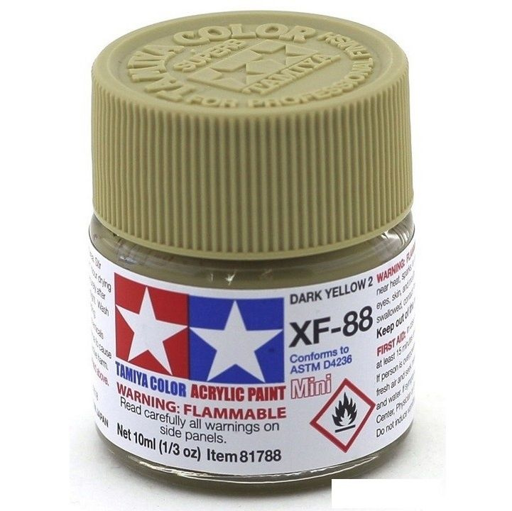 Краска акриловая XF-88 Dark Yellow 2 (Темно-желтая) acrylic paint mini ...