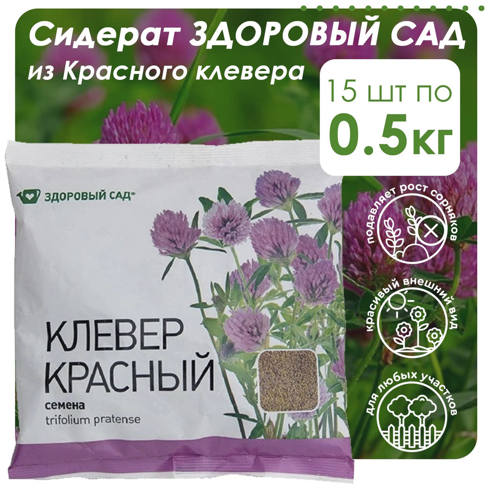 Семена сидерата Здоровый сад Клевер красный, 30 упаковок по 0,5 кг (15 кг)  #1