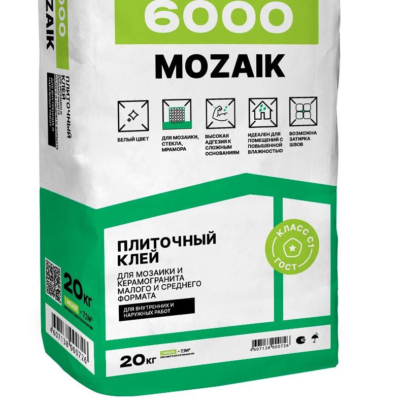 Плиточный клей EK 6000 Mozaik C1 20 кг #1