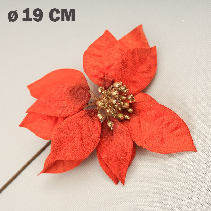 Цветок искусственный декоративный новогодний, d 19 см, цвет бордо  #1