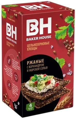 Хлебцы цельнозерновые Baker House ржаные с кориандром и морской солью, 180г  #1