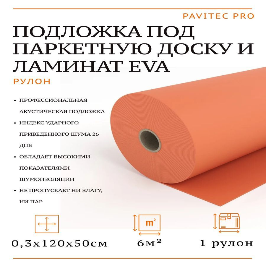 Подложка под ламинат PAVITEС PRO EVA 3*1000*500 мм #1