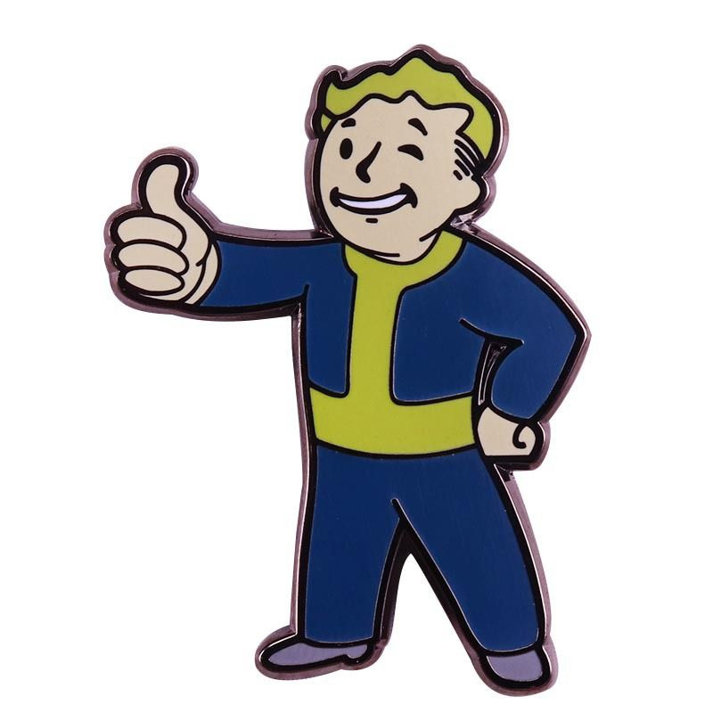 Значок металлический, пин Волт-Бой (Vault Boy) из игры Fallout / Фоллаут на рюкзак, сумку  #1