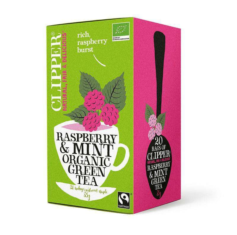 Зеленый чай Clipper Raspberry & Mint Малина и мята 20 пакетиков 35 г ...