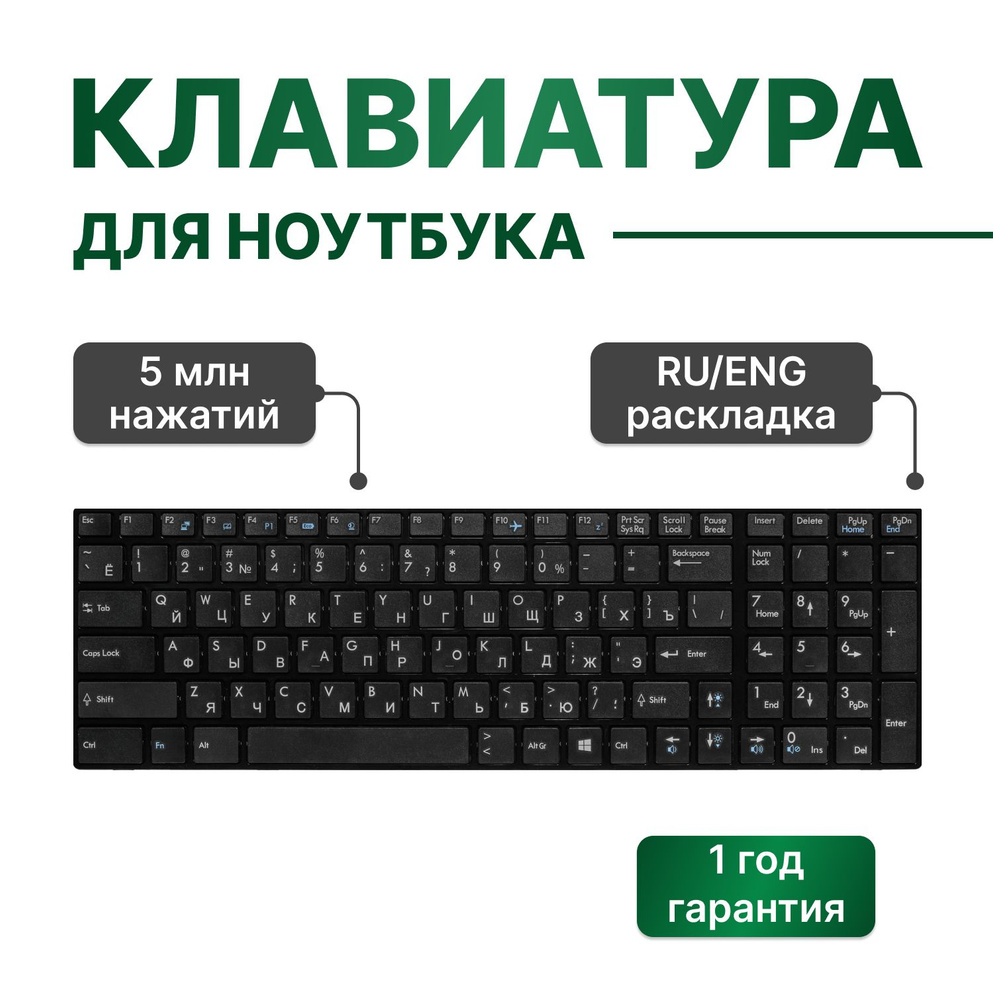 Клавиатура для Clevo P170EM, P170HM, P370EM, P570WM, DNS Extreme, MSI  CR620, CR630, CR650 и др. с рамкой - купить с доставкой по выгодным ценам в  интернет-магазине OZON (1139184052)