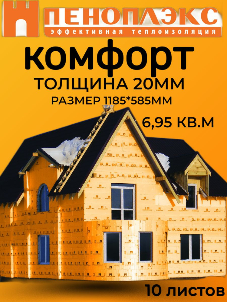 Плиты ПЕНОПЛЭКС КОМФОРТ 20*585*1185мм С (0,139 м3/6,95м2; 10шт/уп) #1