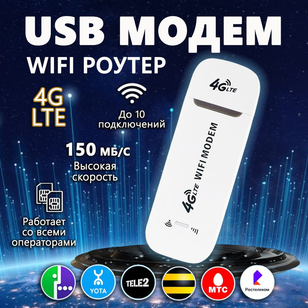 USB Модем с сим 4G WIFI Роутер для ноутбука, компьютера