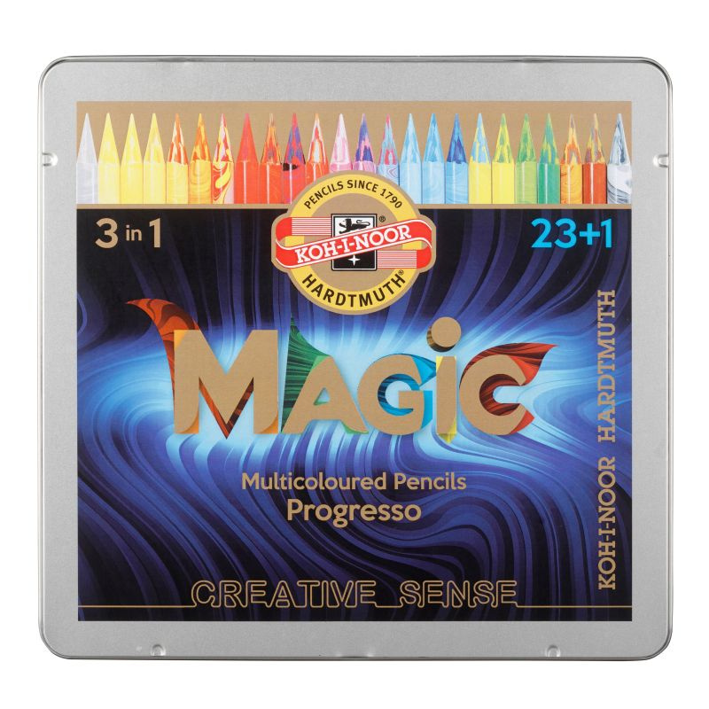 Koh-i-Noor Карандаши цветные цельнографитные PROGRESSO MAGIC, 23 +1 штуки в наборе, металлическая коробка #1